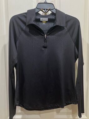 Greg Norman Black Long Sleeve Quarter-Zip Pullover Golf Top